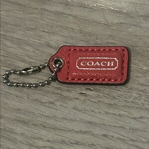 COACH Hot Pink Leather Tag Keychain ballchain Accessories